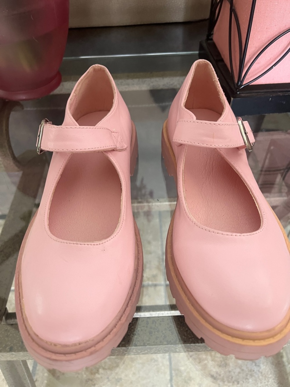 4Mary Women's Pink Mary Jane Platform Shoes